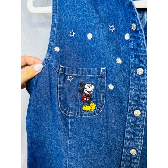 Vintage Disneys Micky & Minnie Embroided Denim Vest Size M - Picture 3 of 6